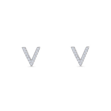 Initial V Stud Earring